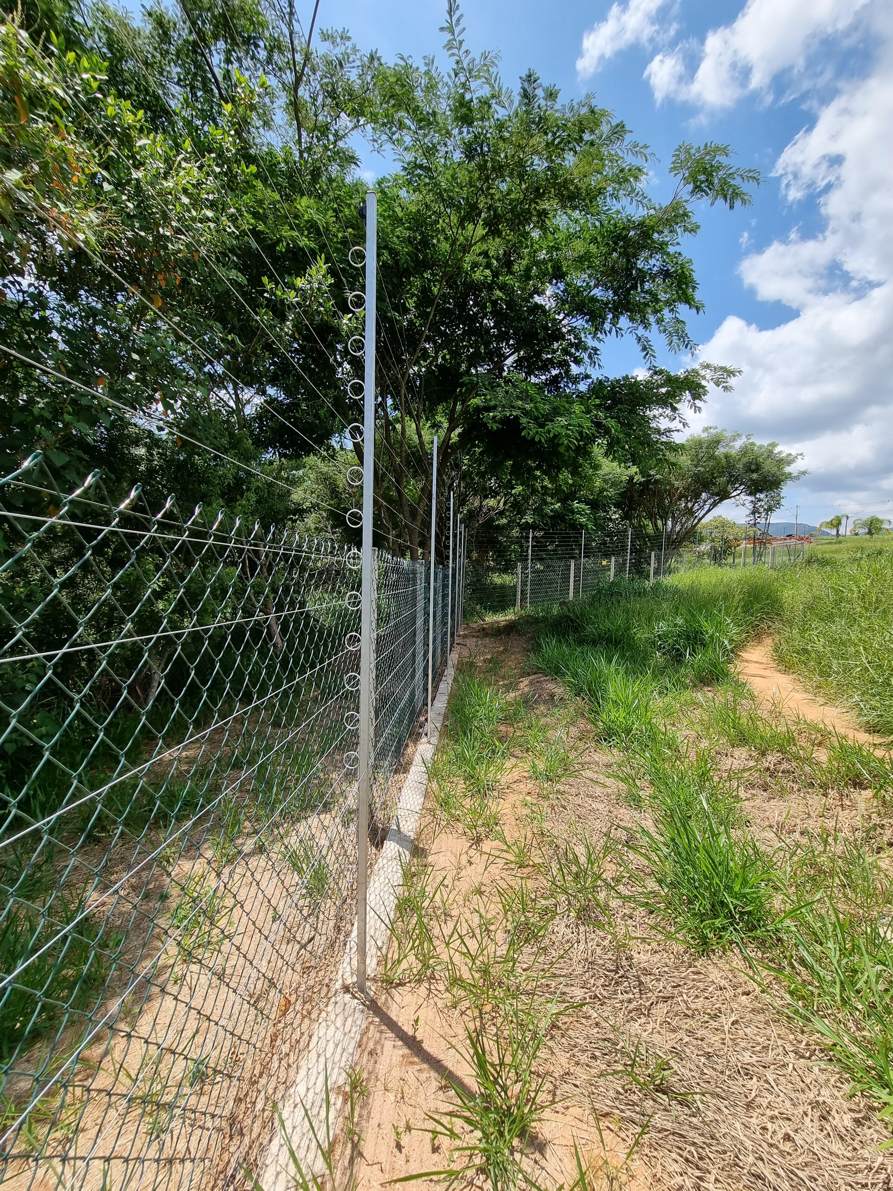 Imagem aproximada da cerca elétrica vinculada ao disparo